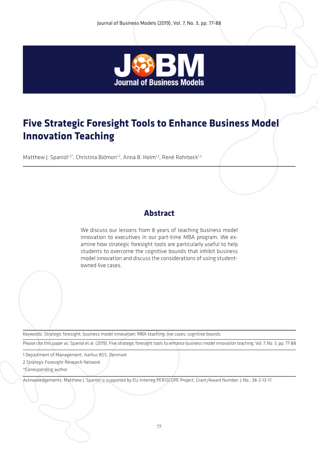 Five Strategic Foresight Tools to Enhance Business Model Innovation Teaching