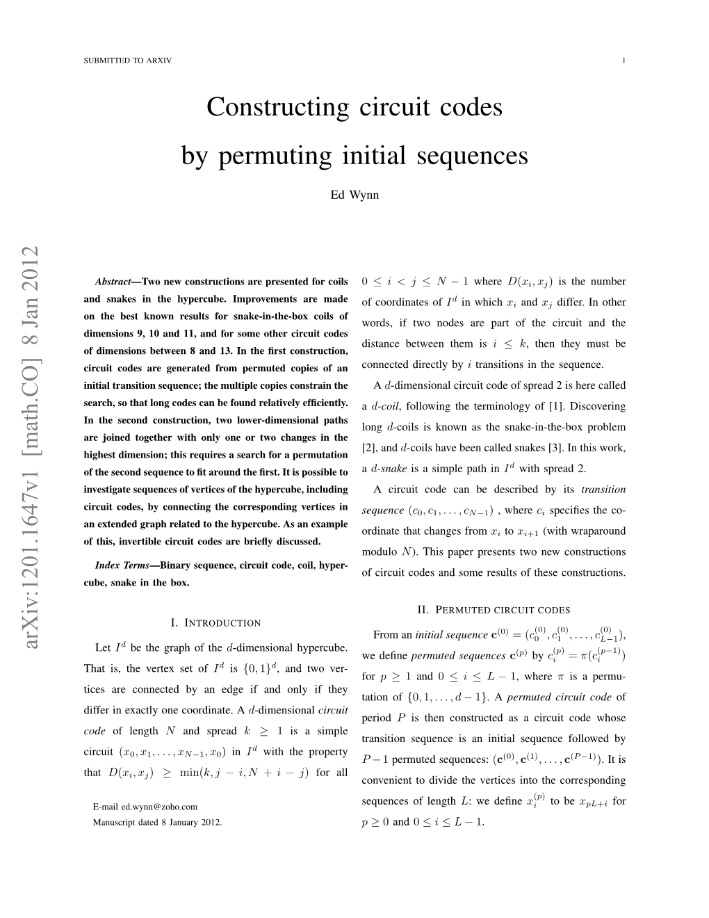 Constructing Circuit Codes by Permuting Initial Sequences