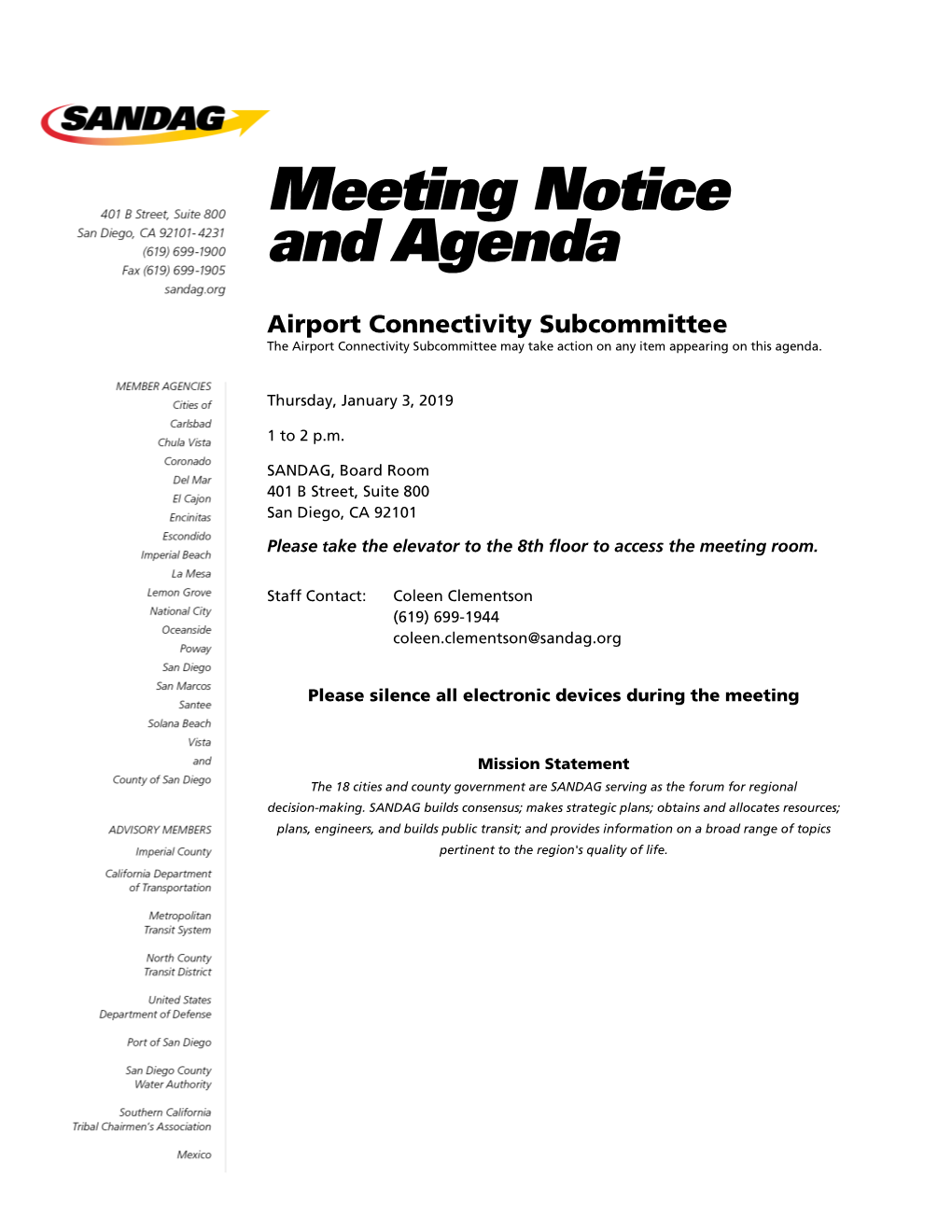 Meeting Notice and Agenda