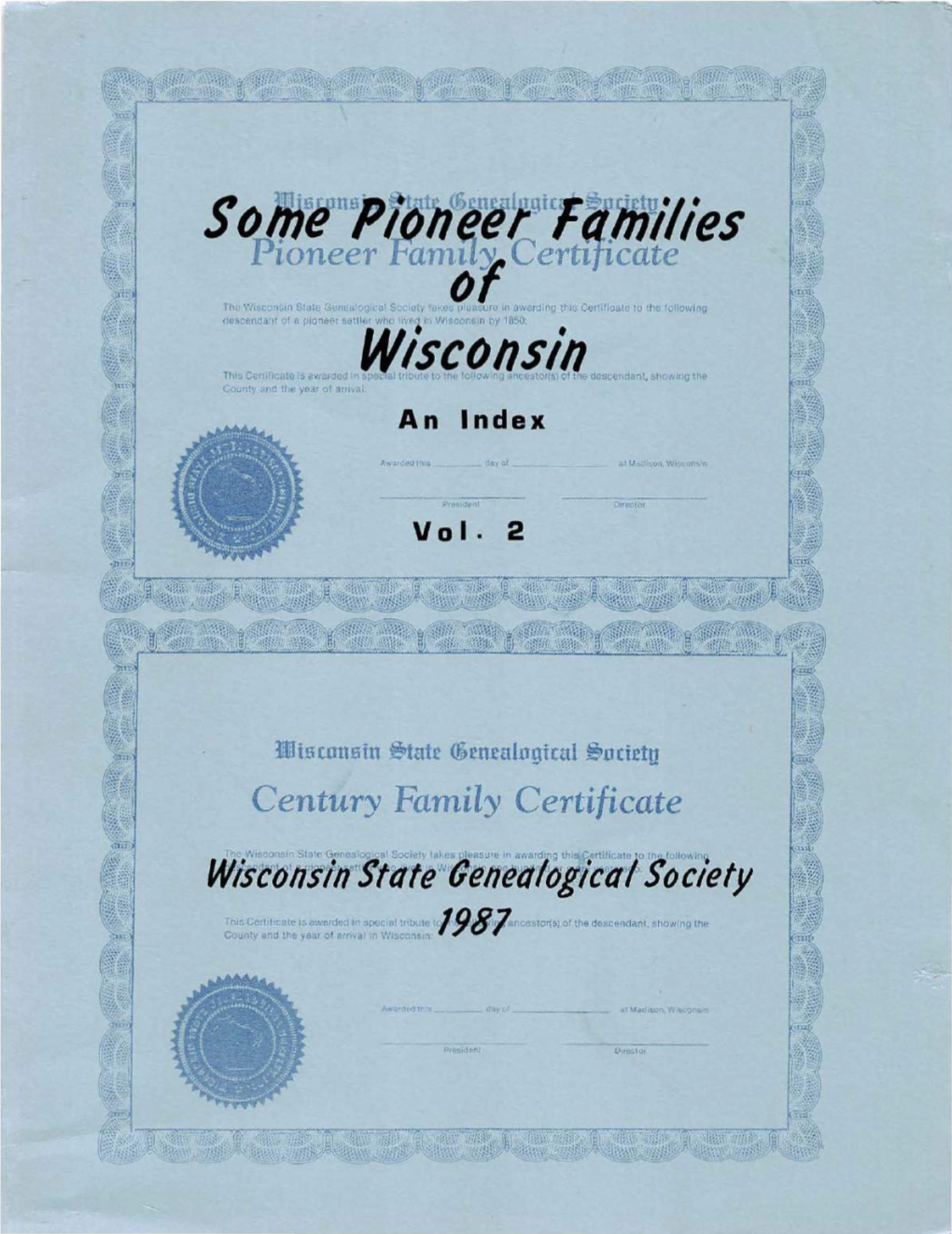 Some Pioneer Families of Wisconsin Vol. 2