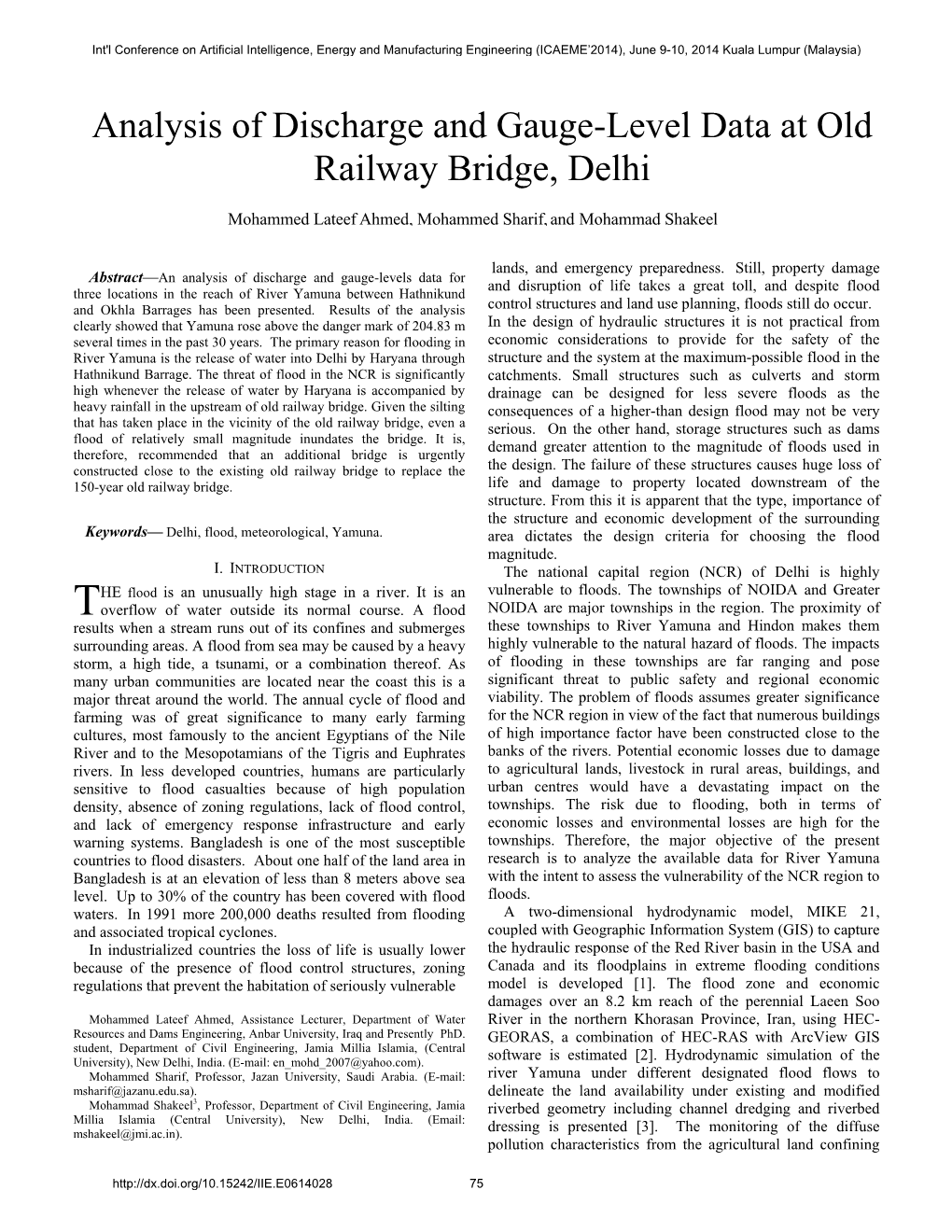 Analysis of Discharge and Gauge-Level Data at Old Railway Bridge, Delhi