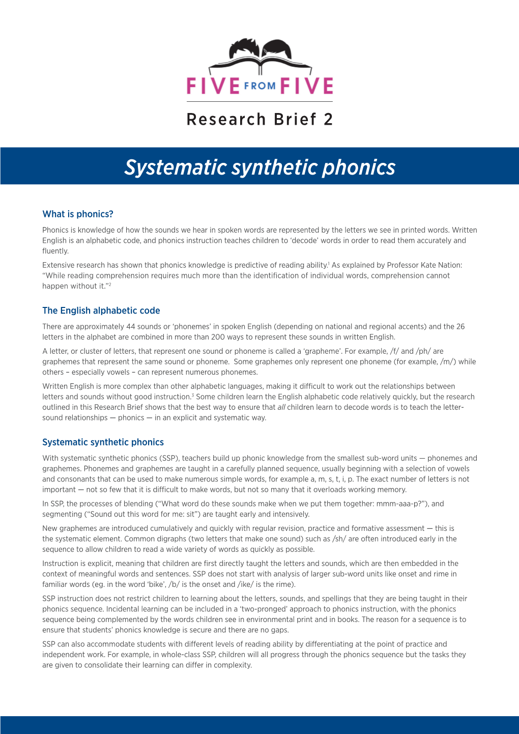 Systematic Synthetic Phonics