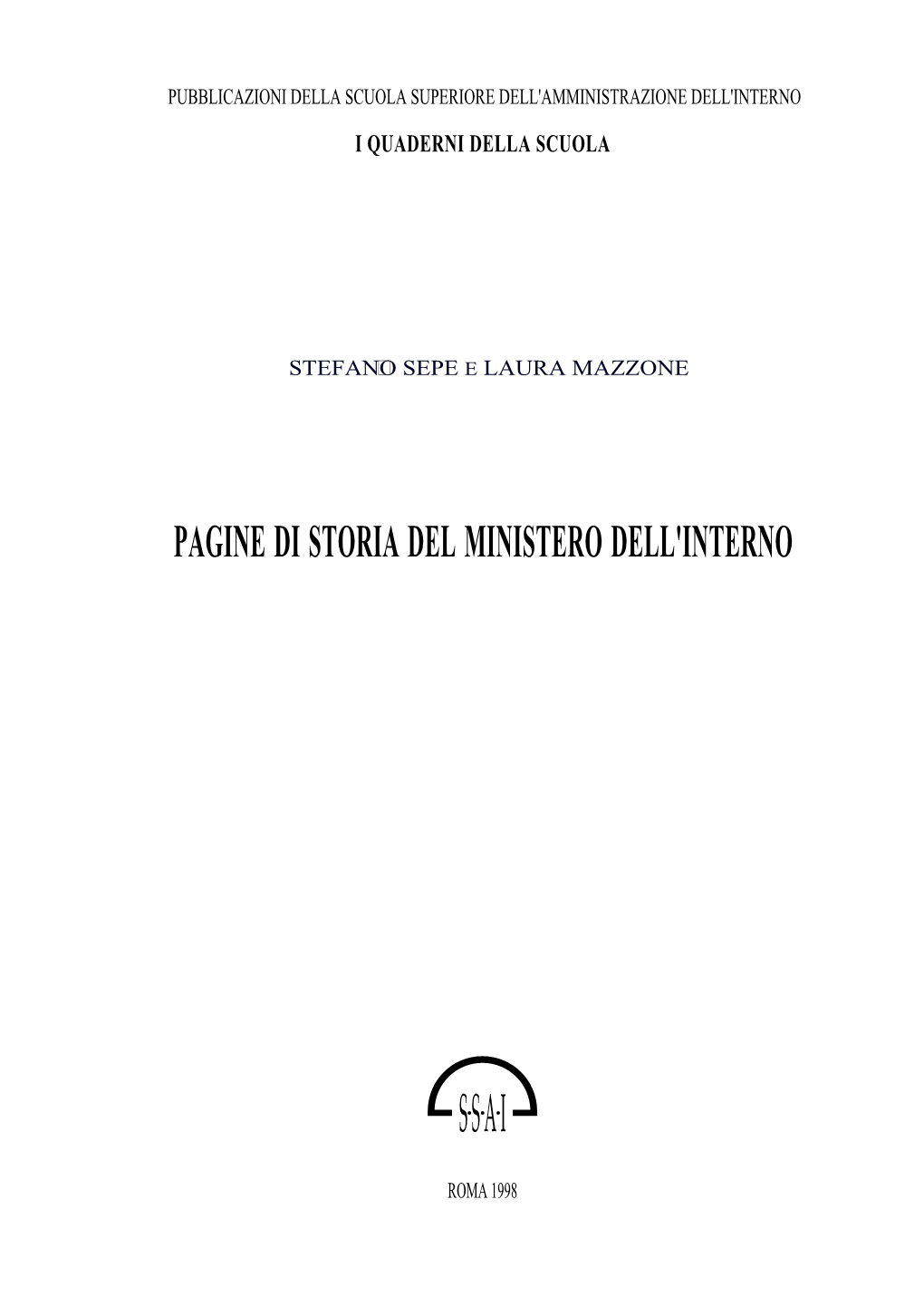 Pagine Di Storia Del Ministero Dell'interno