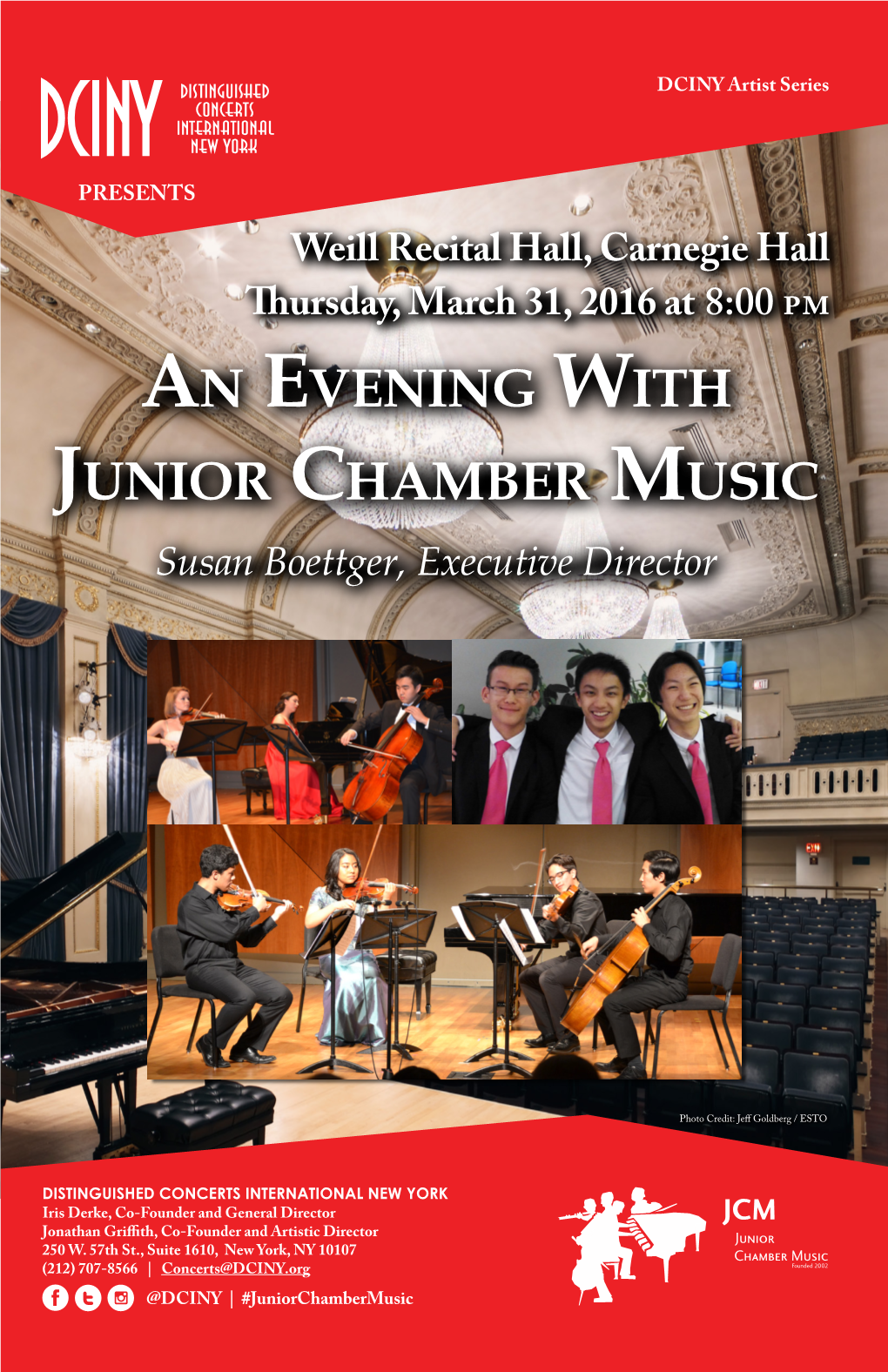 An Evening with Junior Chamber Music Susan Boettger, Executive Director