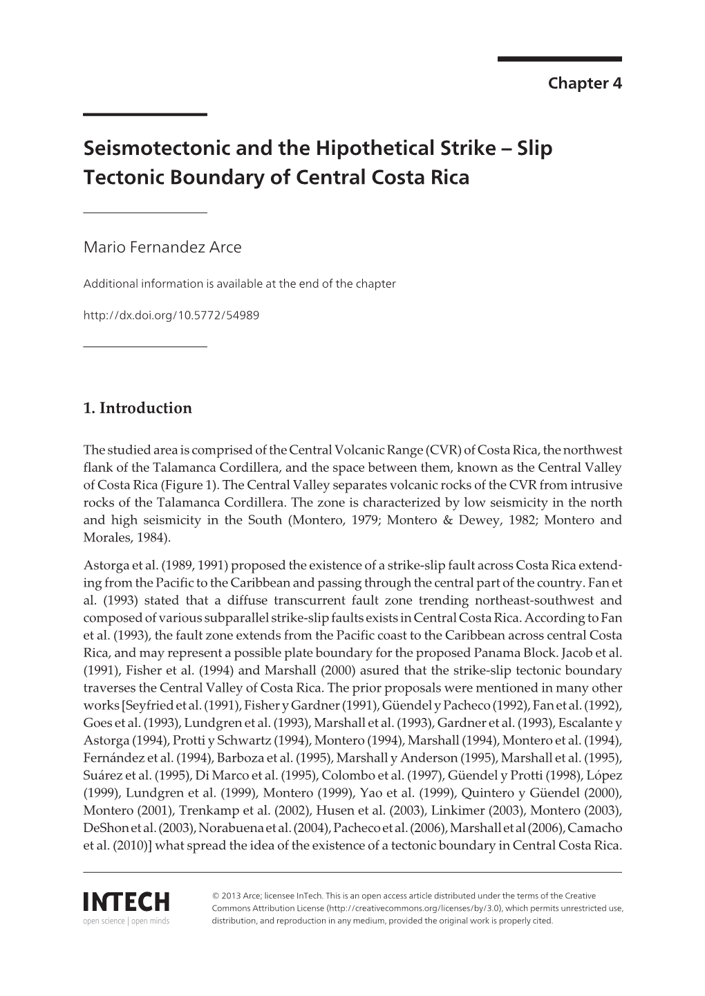 Seismotectonic and the Hipothetical Strike – Slip Tectonic Boundary of Central Costa Rica
