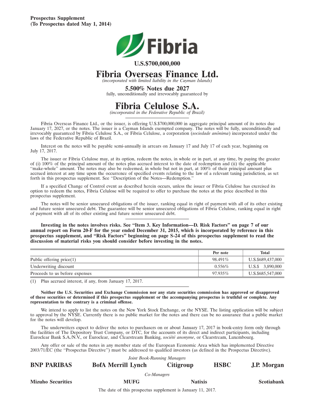 Fibria28mar201222001999 U.S.$700,000,000 Fibria Overseas Finance Ltd