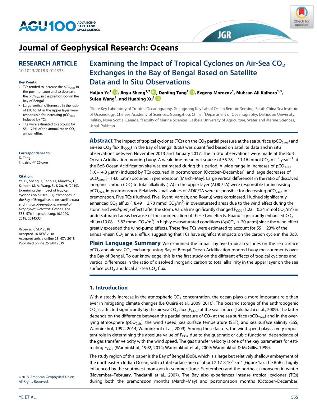 Examining the Impact of Tropical Cyclones on Air‐Sea CO2