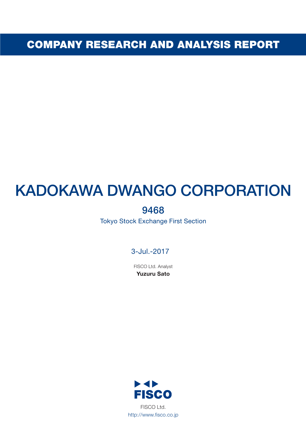 Kadokawa Dwango Corporation <9468>