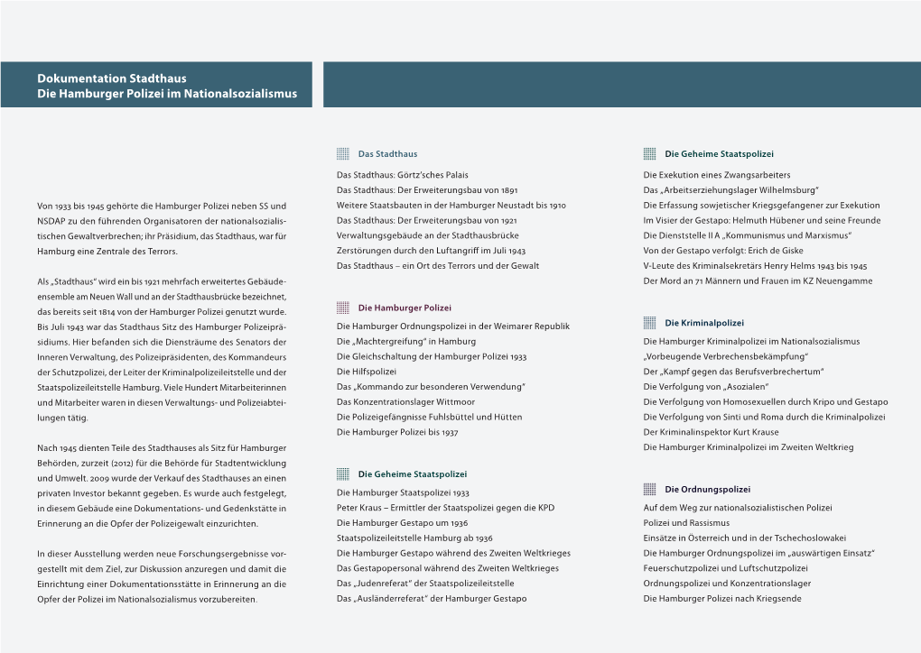 Dokumentation Stadthaus Die Hamburger Polizei Im Nationalsozialismus