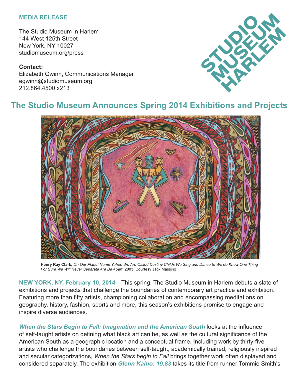 The Studio Museum Announces Spring 2014 Exhibitions and Projects