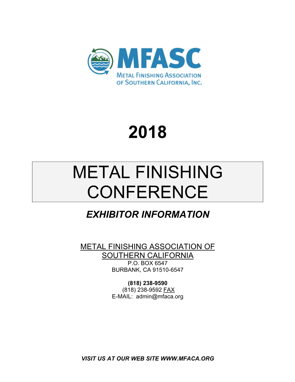 2018 Metal Finishing Conference September 25, 2018