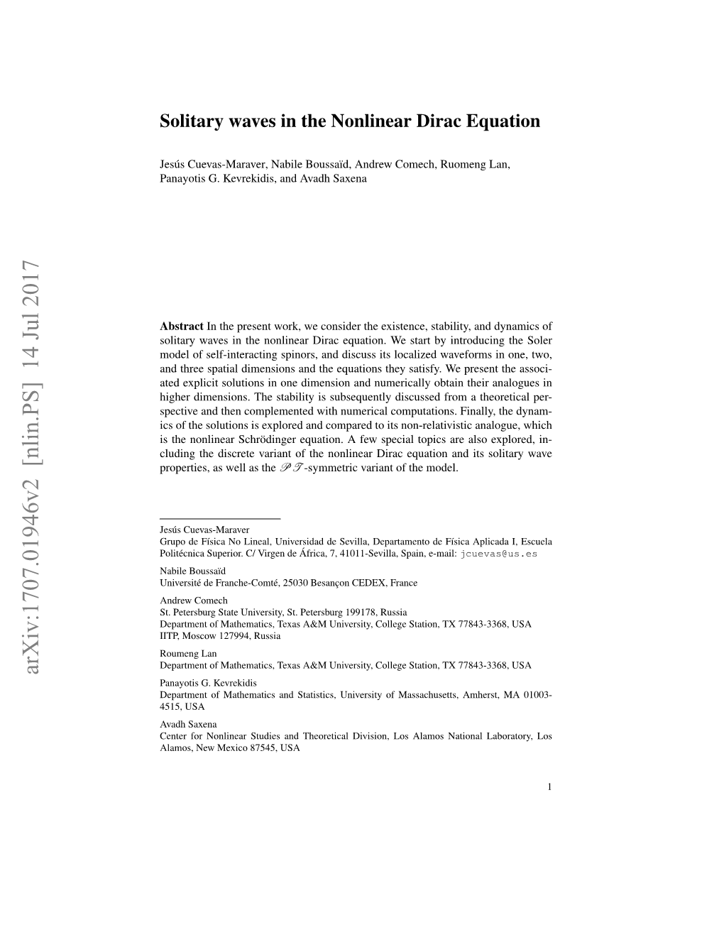 Solitary Waves in the Nonlinear Dirac Equation