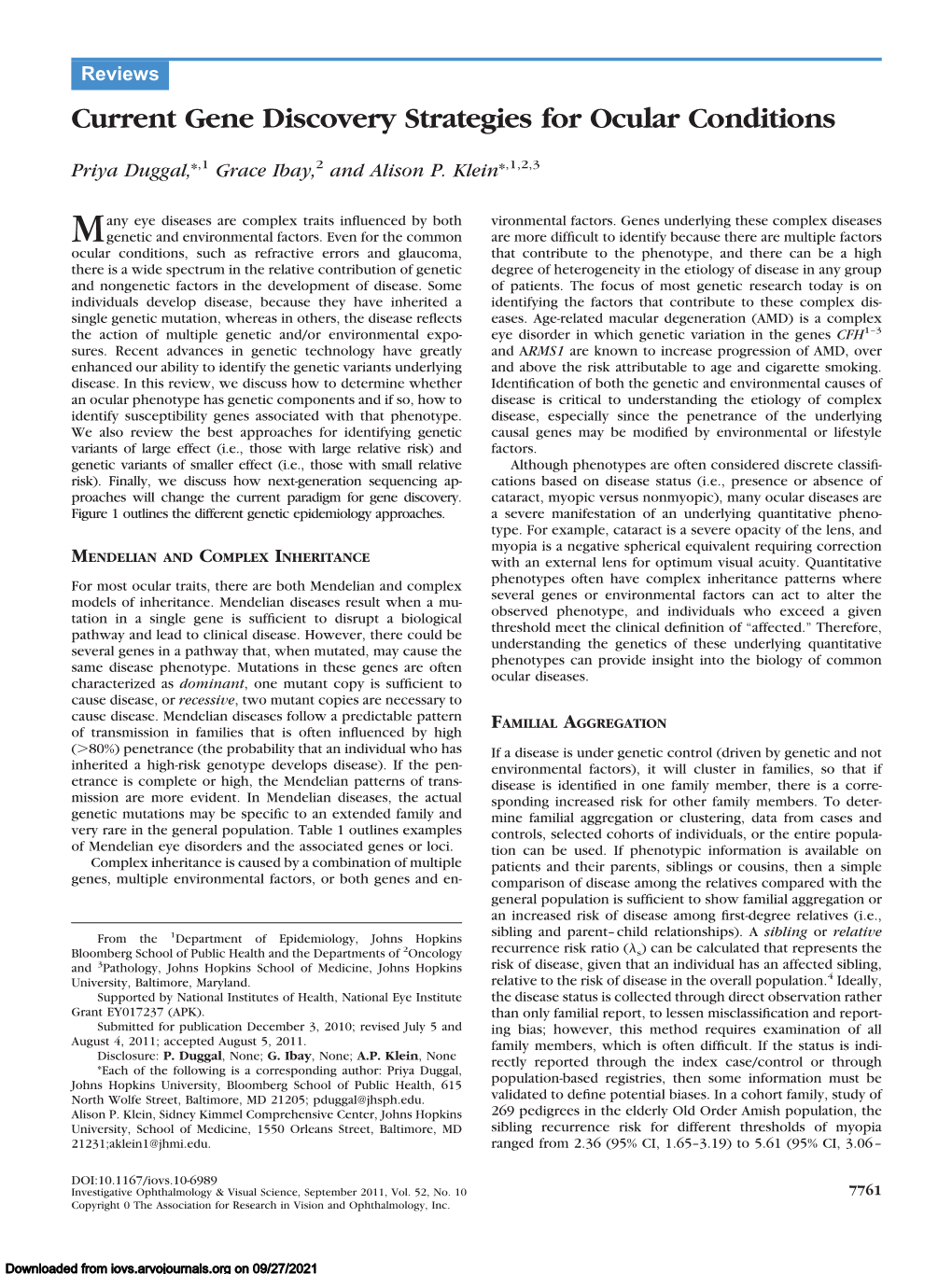 Current Gene Discovery Strategies for Ocular Conditions