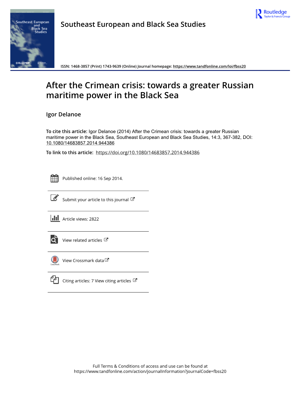 Towards a Greater Russian Maritime Power in the Black Sea
