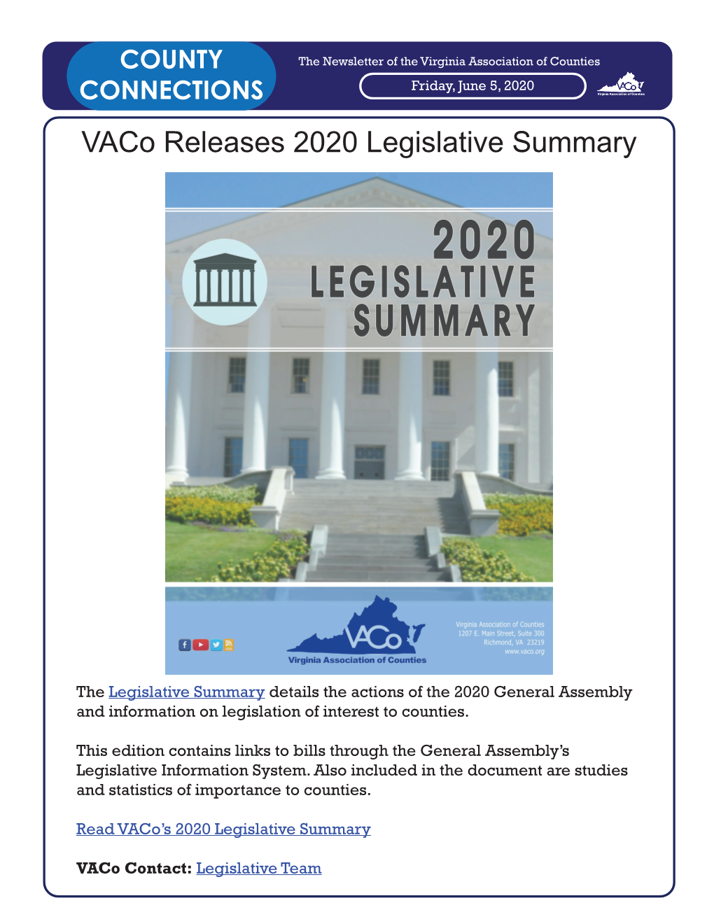 Vaco Releases 2020 Legislative Summary