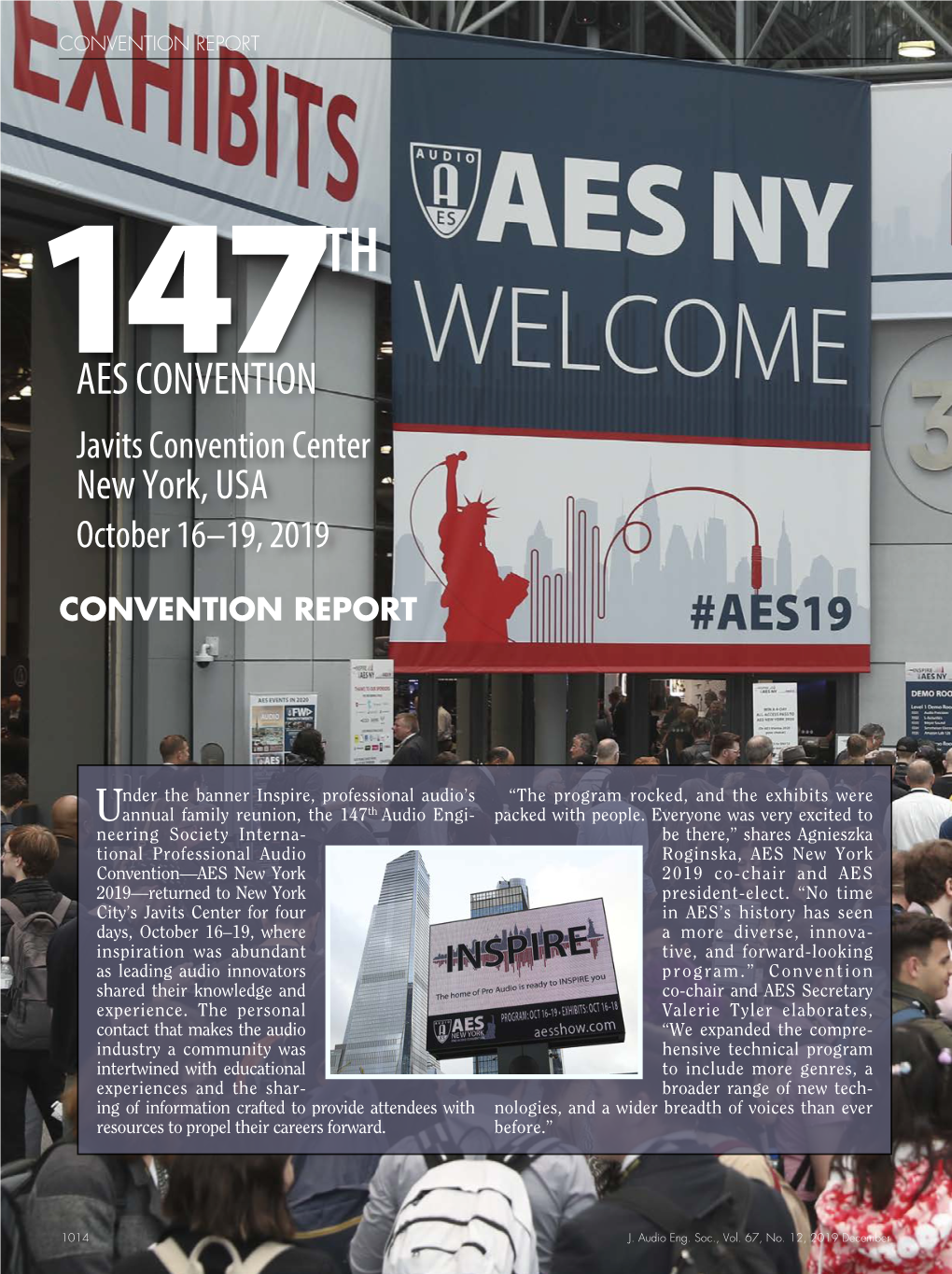 AES CONVENTION Javits Convention Center New York, USA October 16–19, 2019