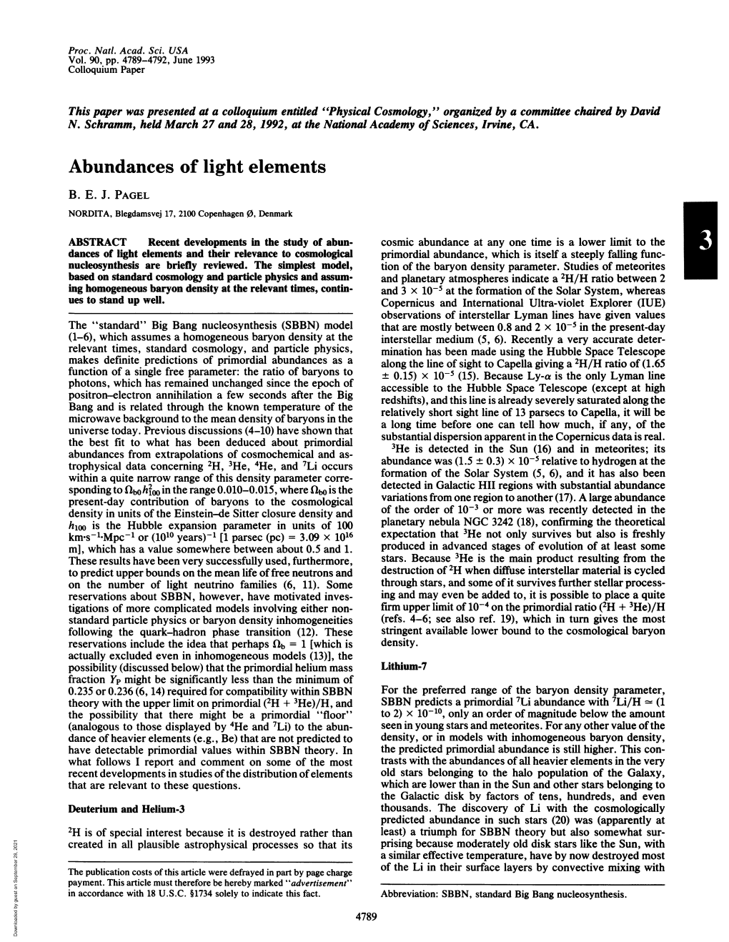 Abundances of Light Elements B