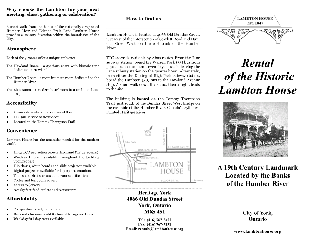 Rental of the Historic Lambton House