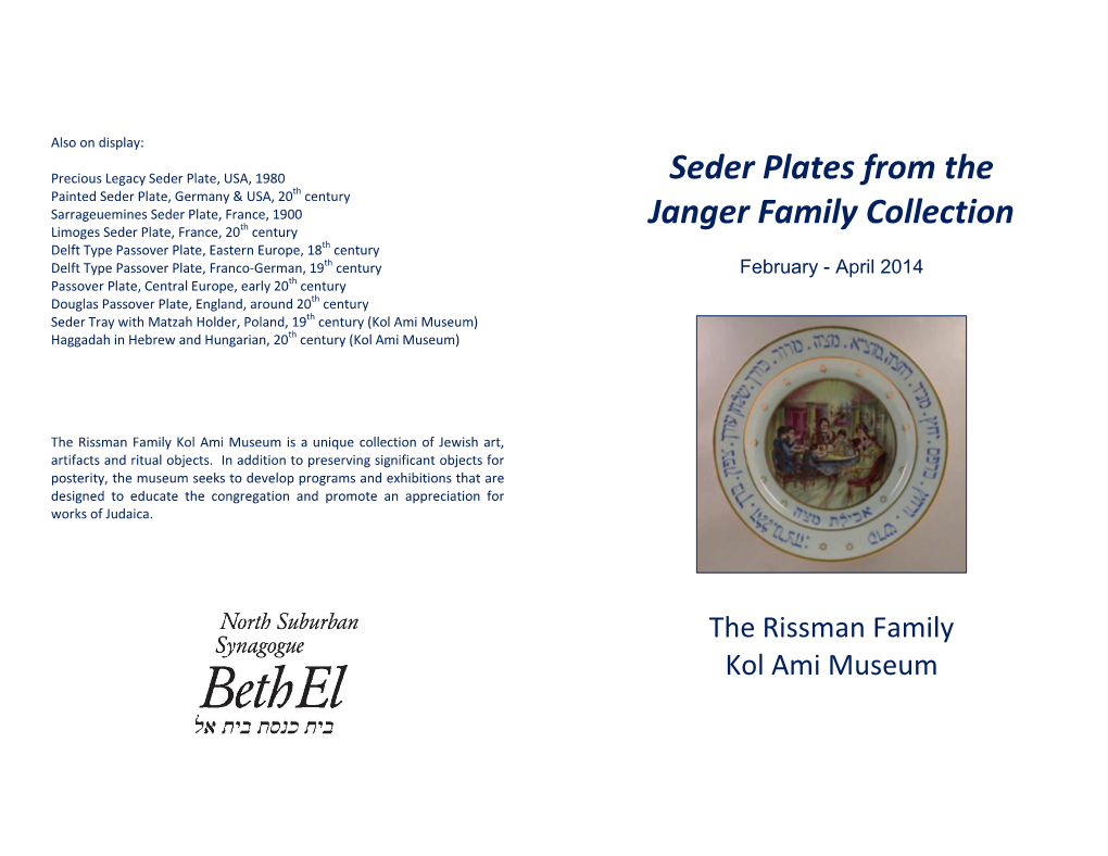 Seder Plates from the Janger Family Collection