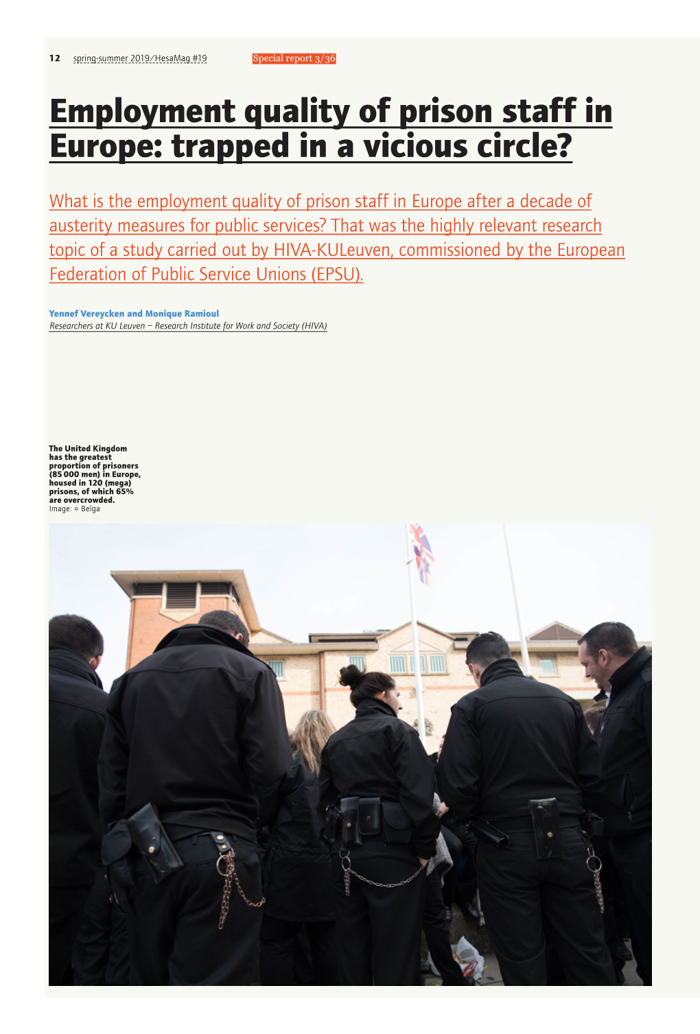 Employment Quality of Prison Staff in Europe: Trapped in a Vicious Circle?