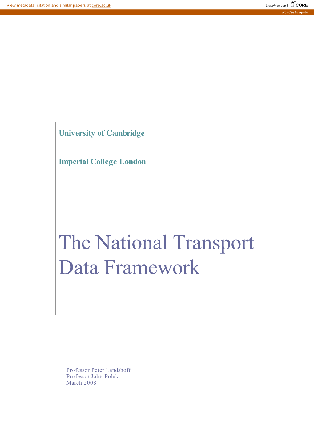 The National Transport Data Framework