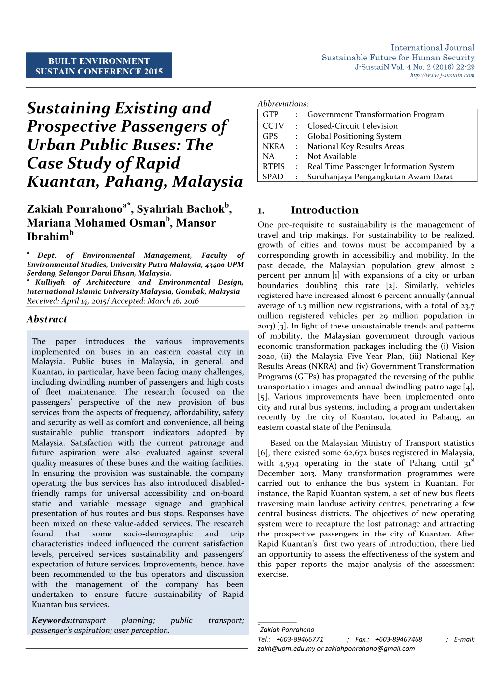 The Case Study of Rapid Kuantan, Pahang, Malaysia