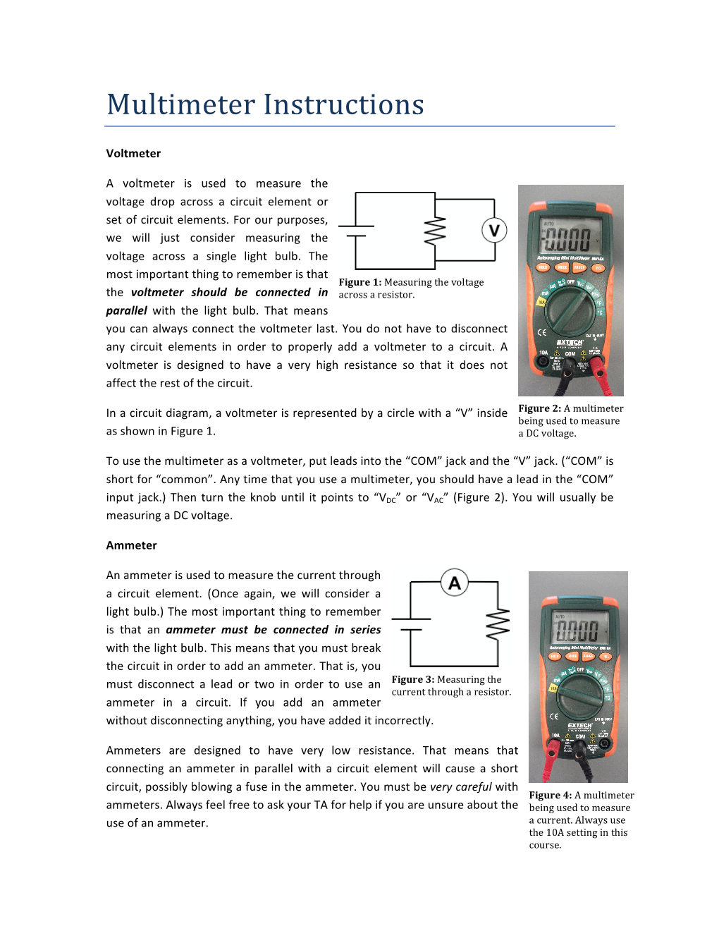 Multimeter Instructions