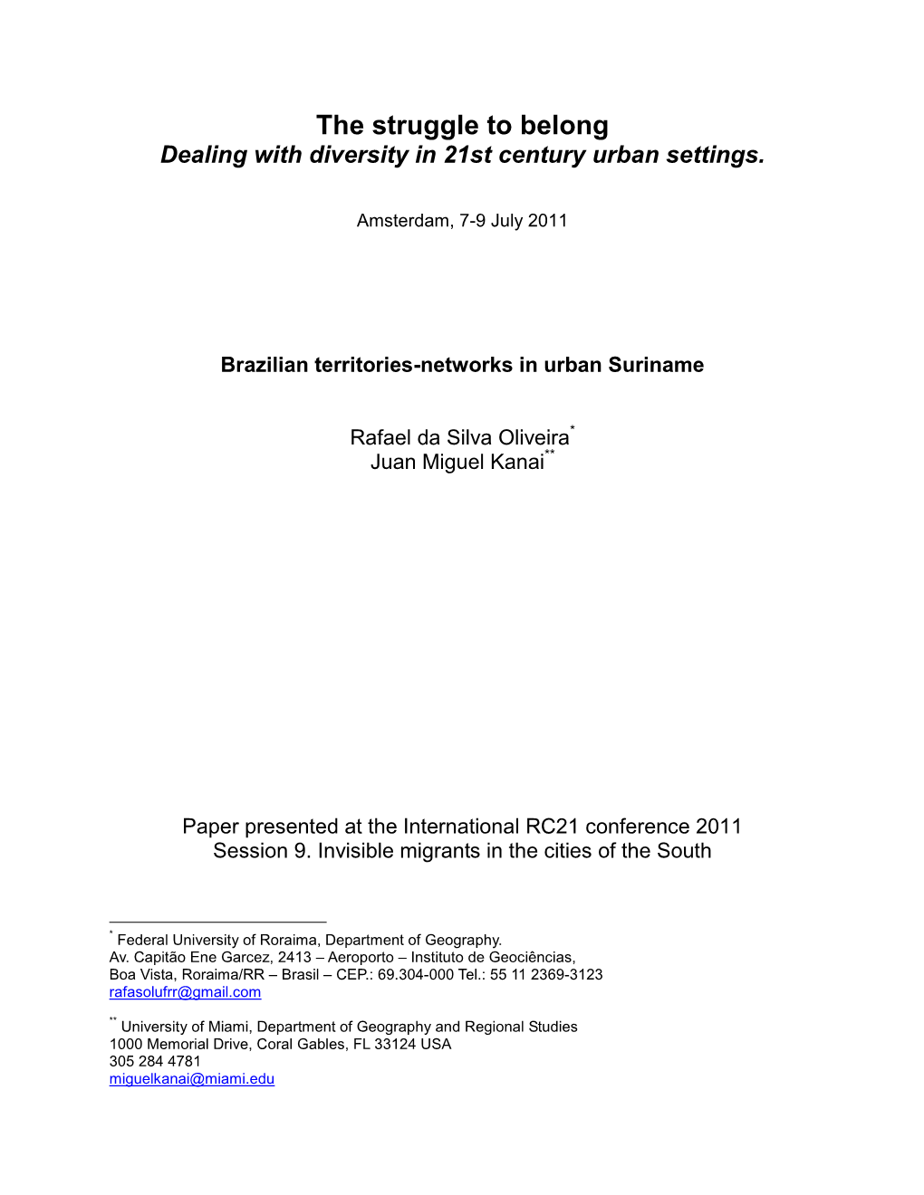 Brazilian Territories-Networks in Urban Suriname