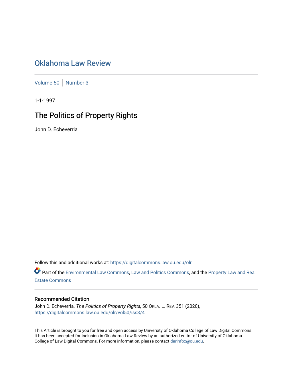 The Politics of Property Rights