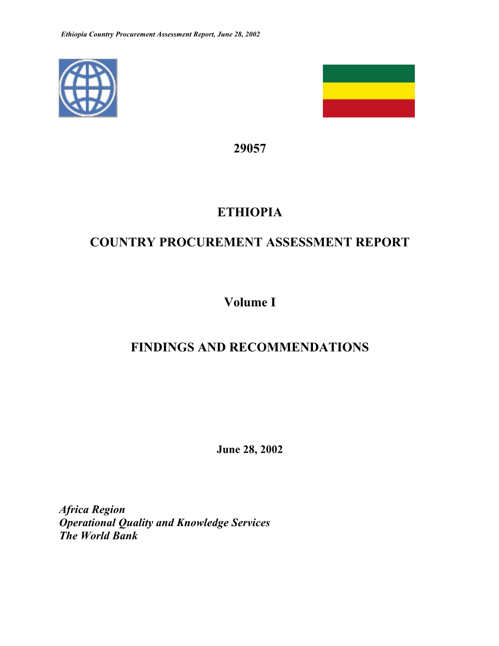 Country Procurement Assessment Report