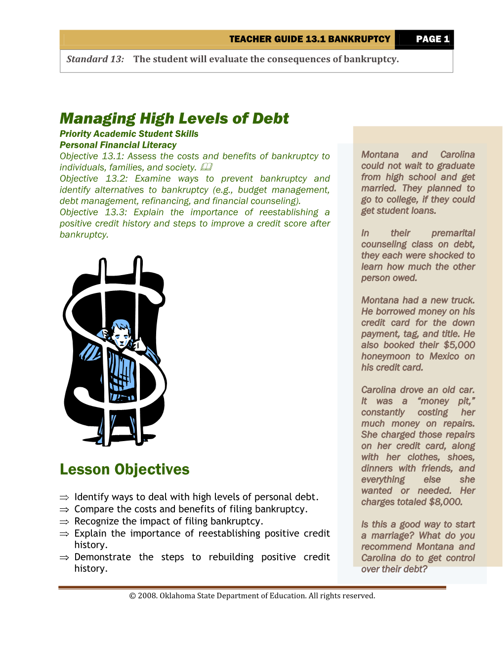 Teacher Guide 13.1 Bankruptcy Page 1