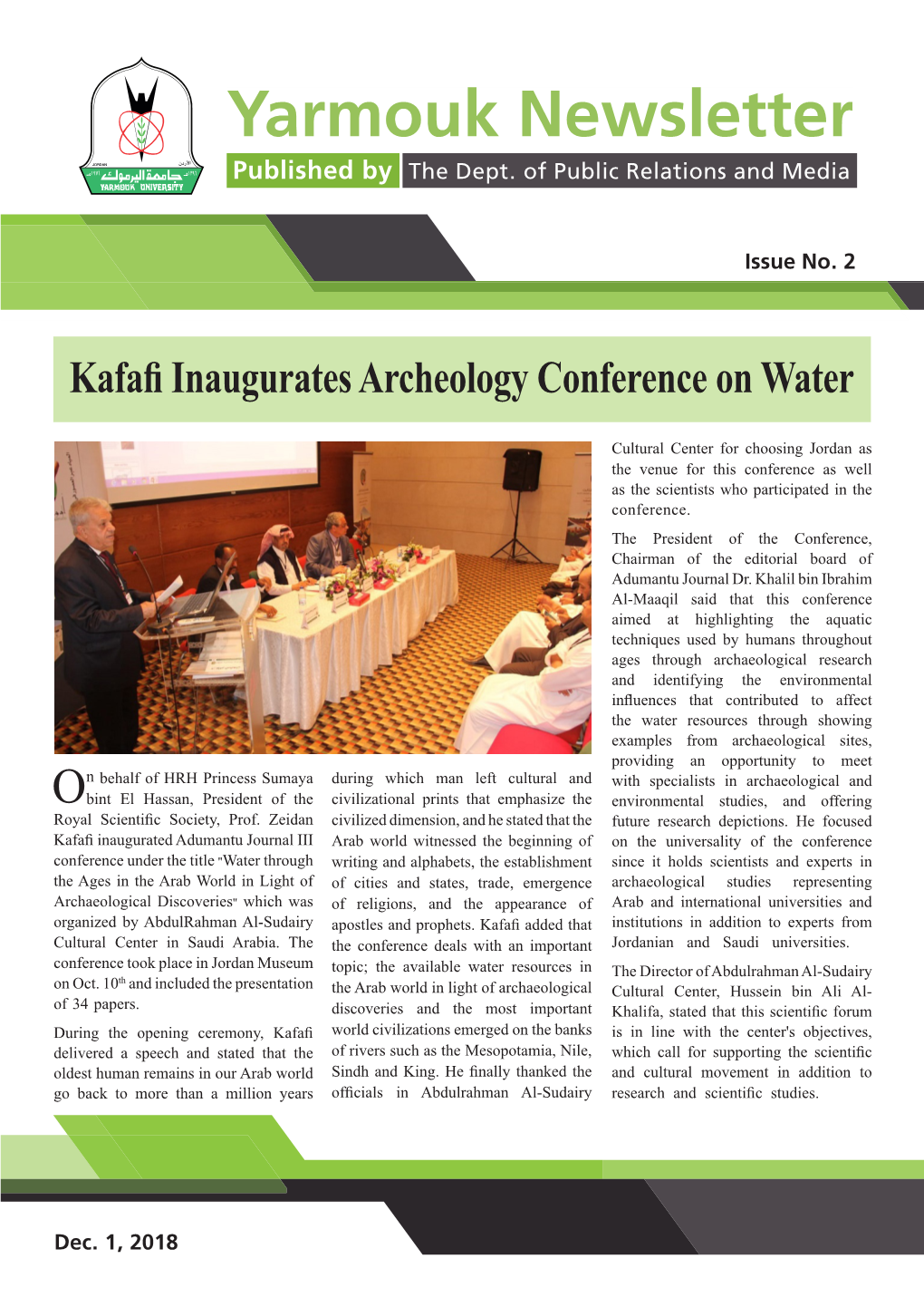 Kafafiinaugurates Archeology Conference on Water