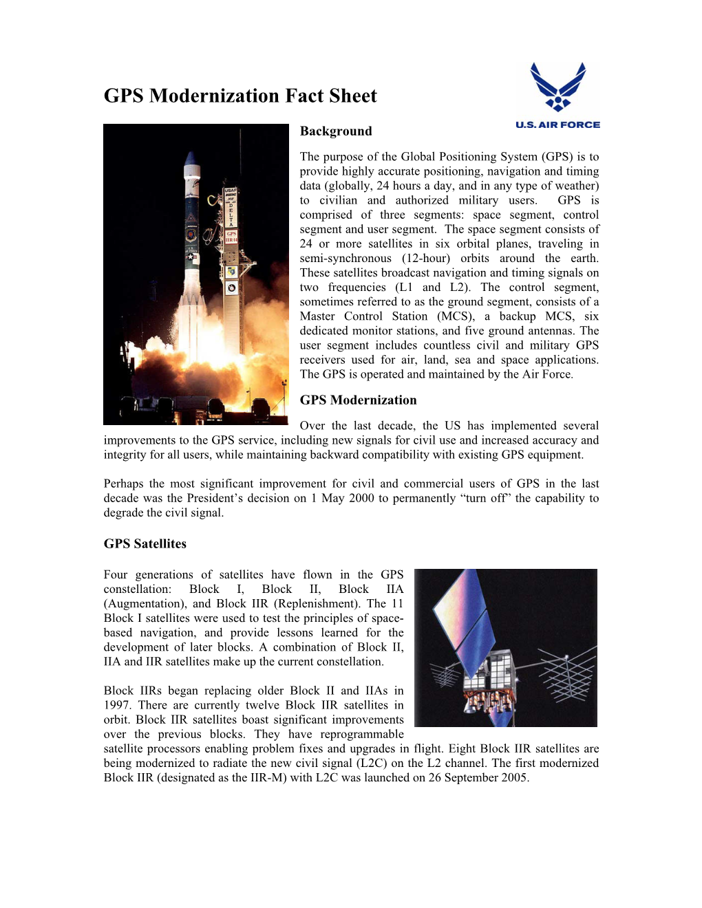 GPS Modernization Fact Sheet