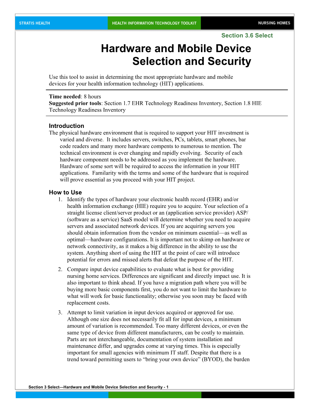 3 Hardware and Mobile Device Selection and Security