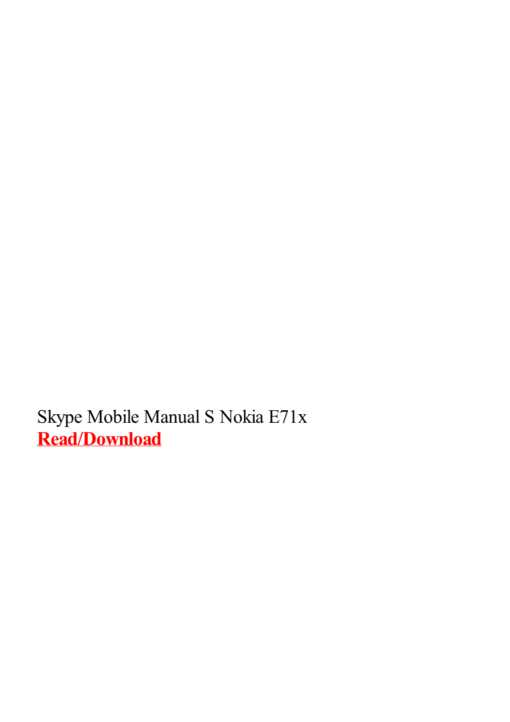 Skype Mobile Manual S Nokia E71x