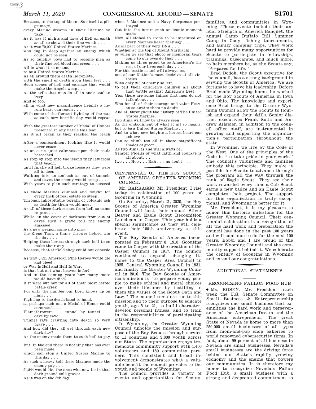 Congressional Record—Senate S1701