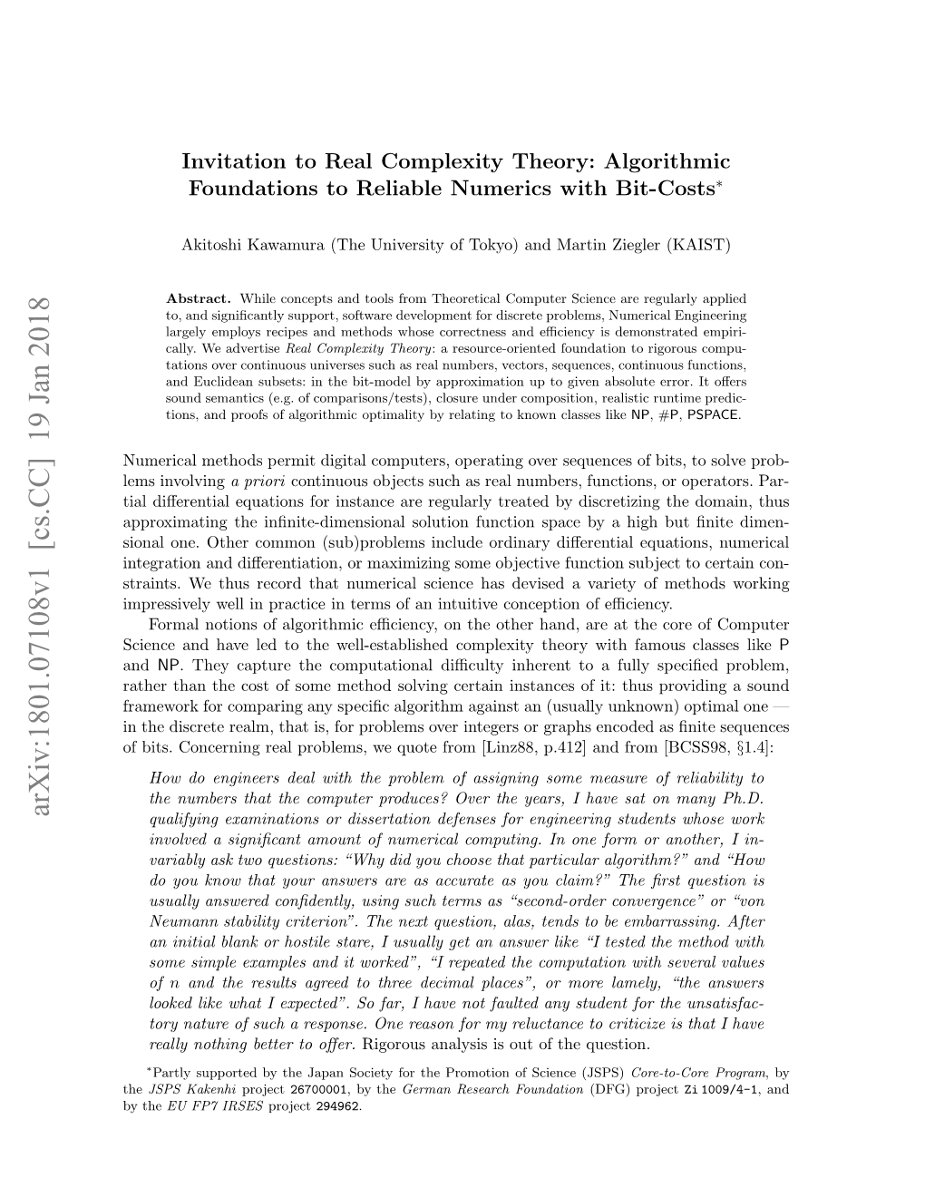 Invitation to Real Complexity Theory: Algorithmic Foundations to Reliable Numerics with Bit-Costs