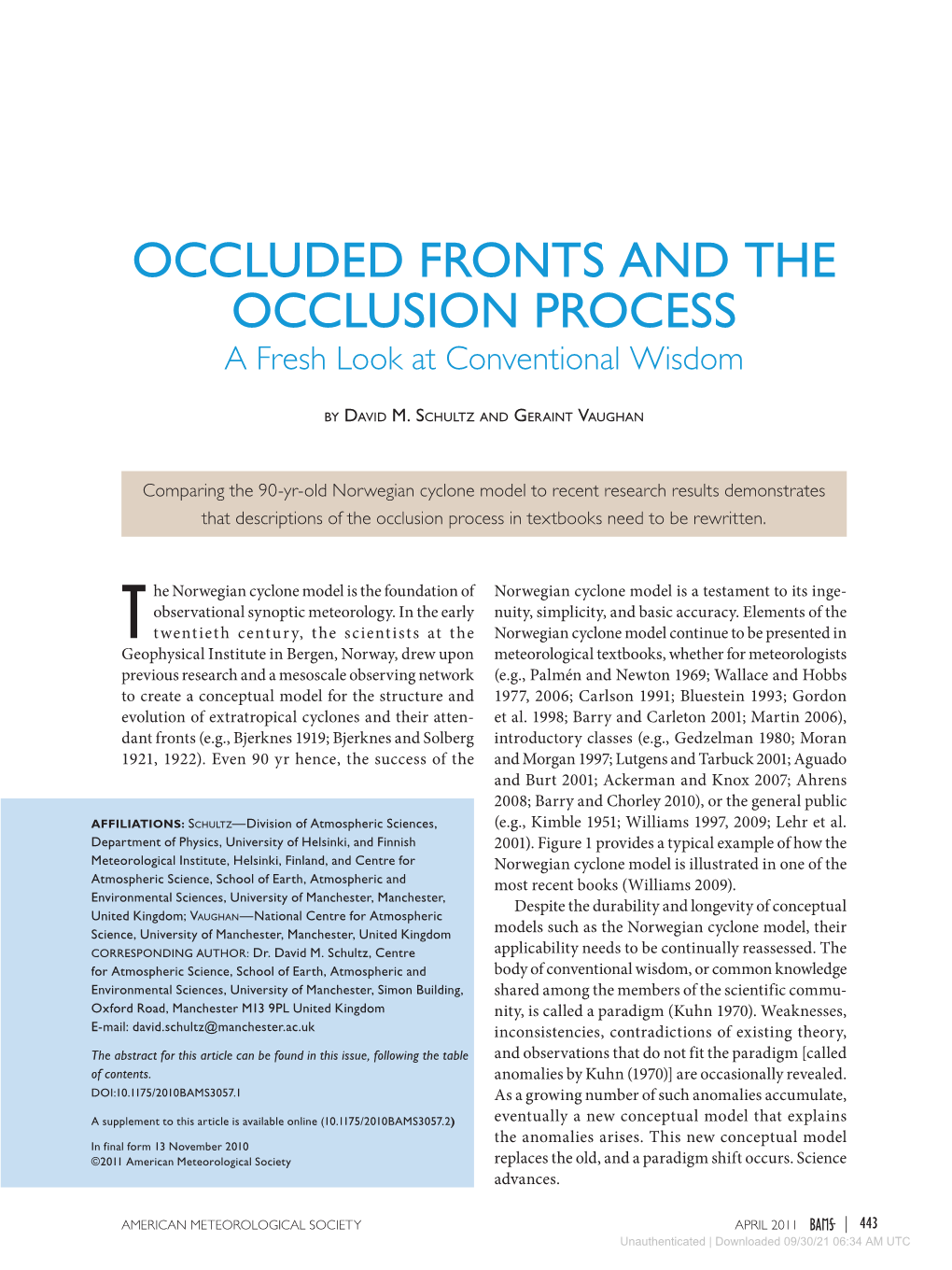 OCCLUDED FRONTS and the OCCLUSION PROCESS a Fresh Look at Conventional Wisdom