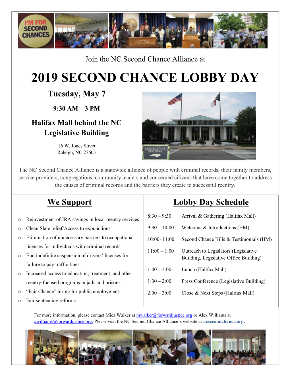 2019 SECOND CHANCE LOBBY DAY Tuesday, May 7