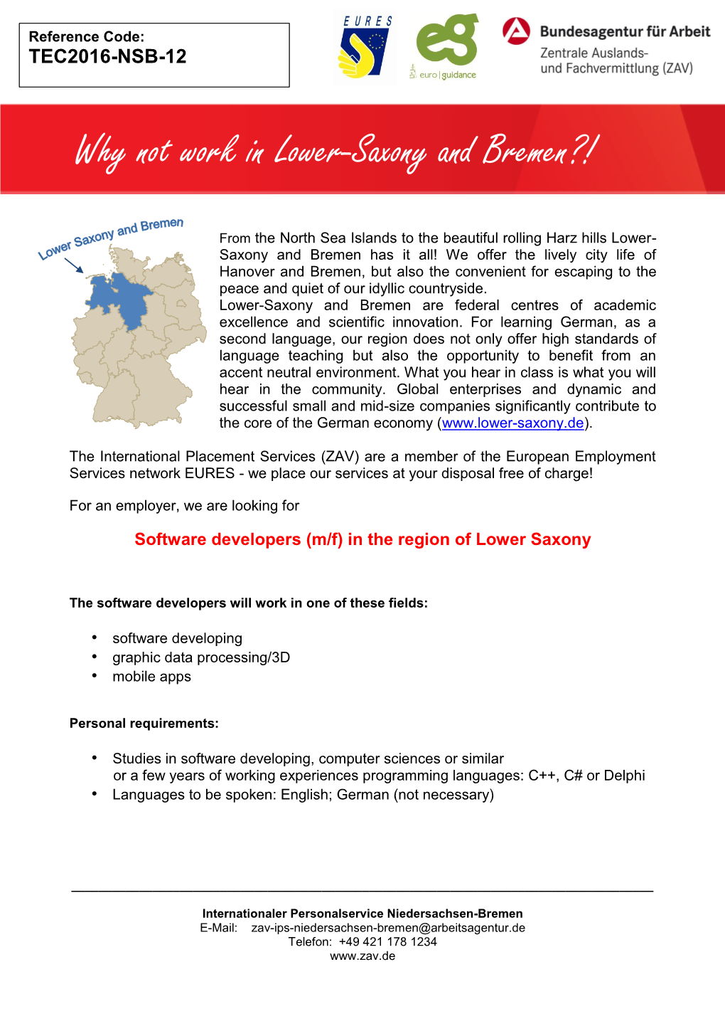 Why Not Work in Lower-Saxony and Bremen?!