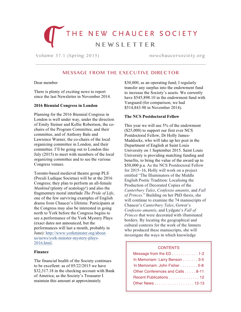Newsletter in November 2014