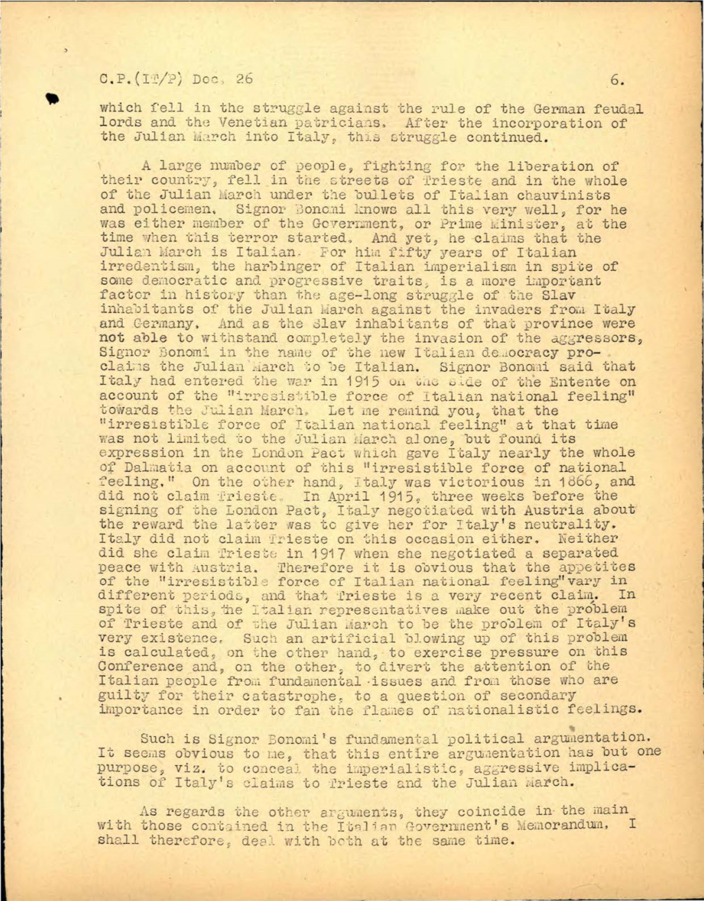 Which F'ej.L in the Struggle Against the Rule of the German Feudal Lords and the Venetj. an Pa Tricia'1s, After the Incorporatio