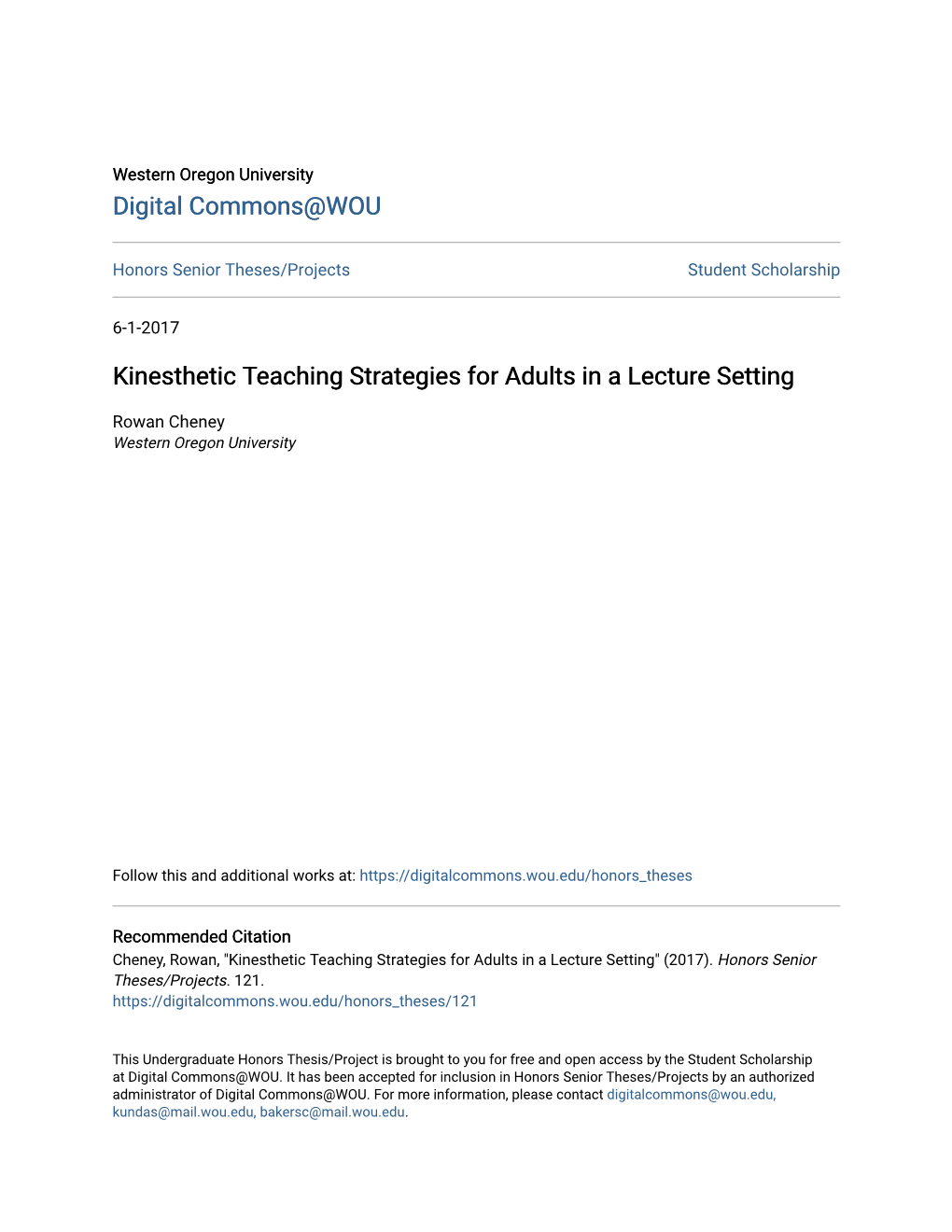 Kinesthetic Teaching Strategies for Adults in a Lecture Setting