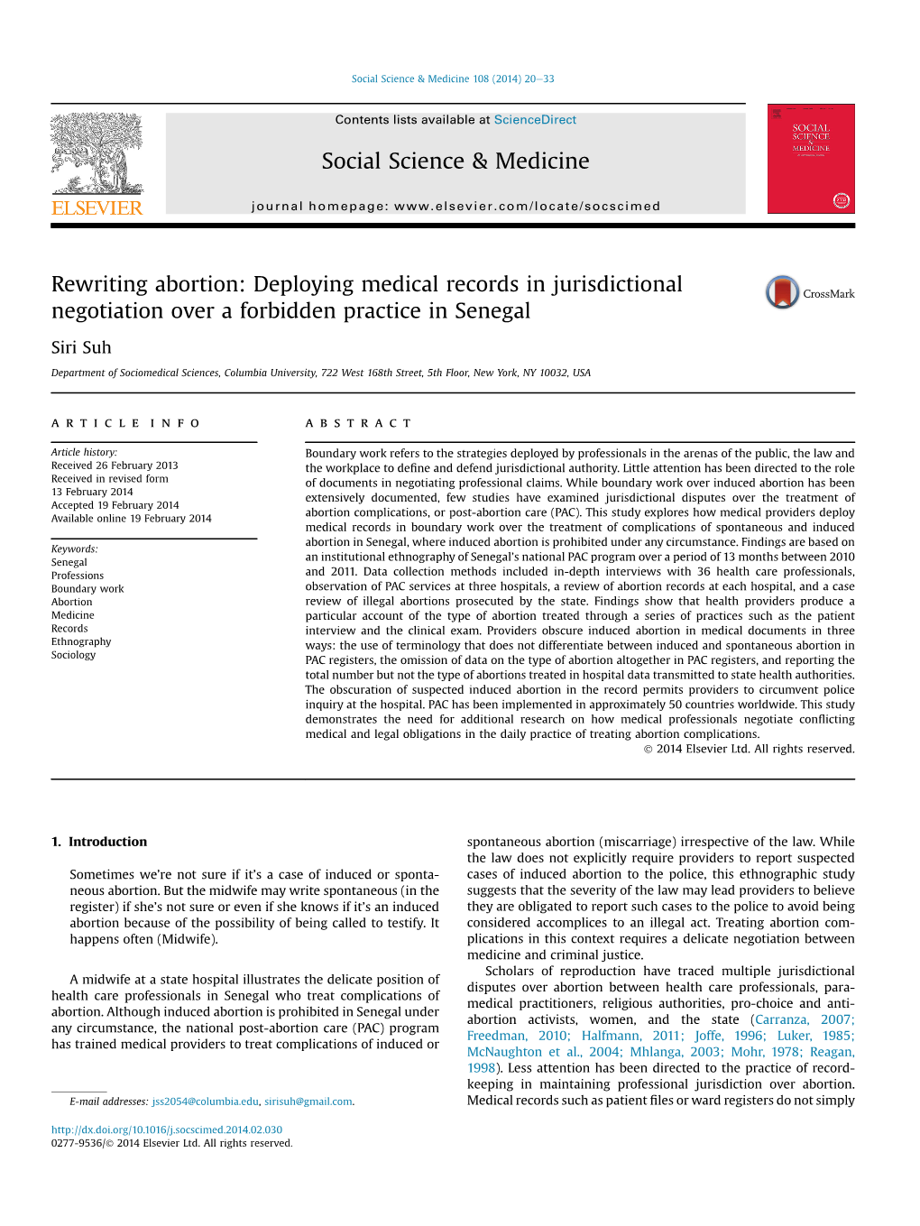 Rewriting Abortion: Deploying Medical Records in Jurisdictional Negotiation Over a Forbidden Practice in Senegal