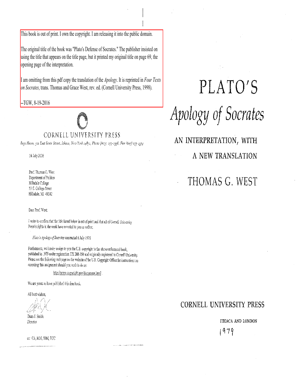 Plato's Apology of Socrates