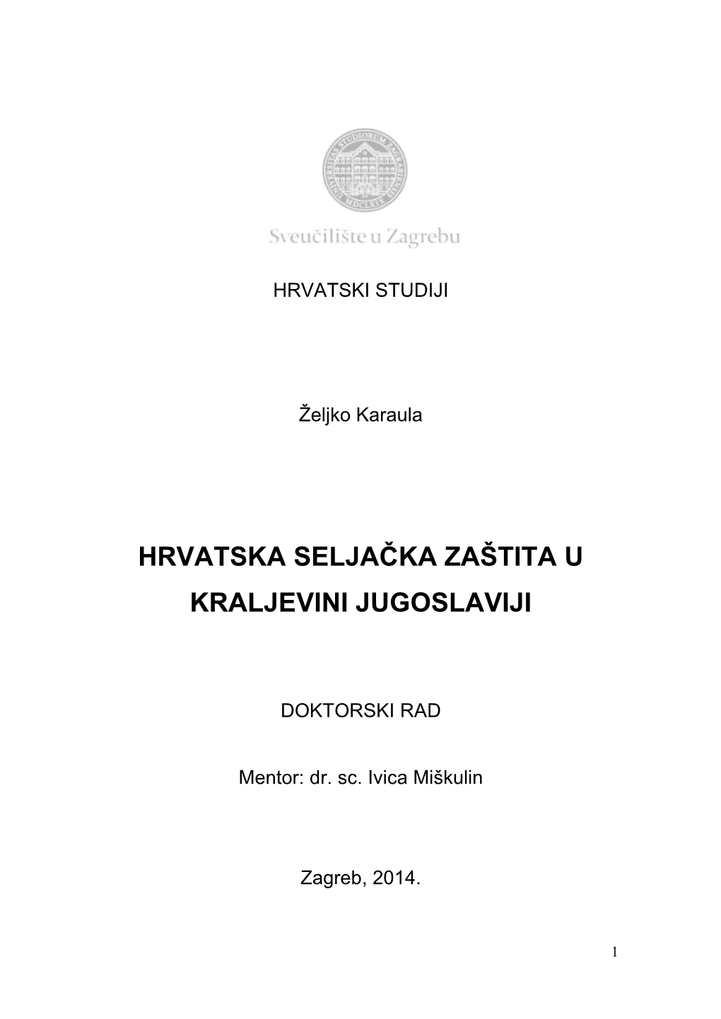 Hrvatska Seljačka Zaštita U Kraljevini Jugoslaviji