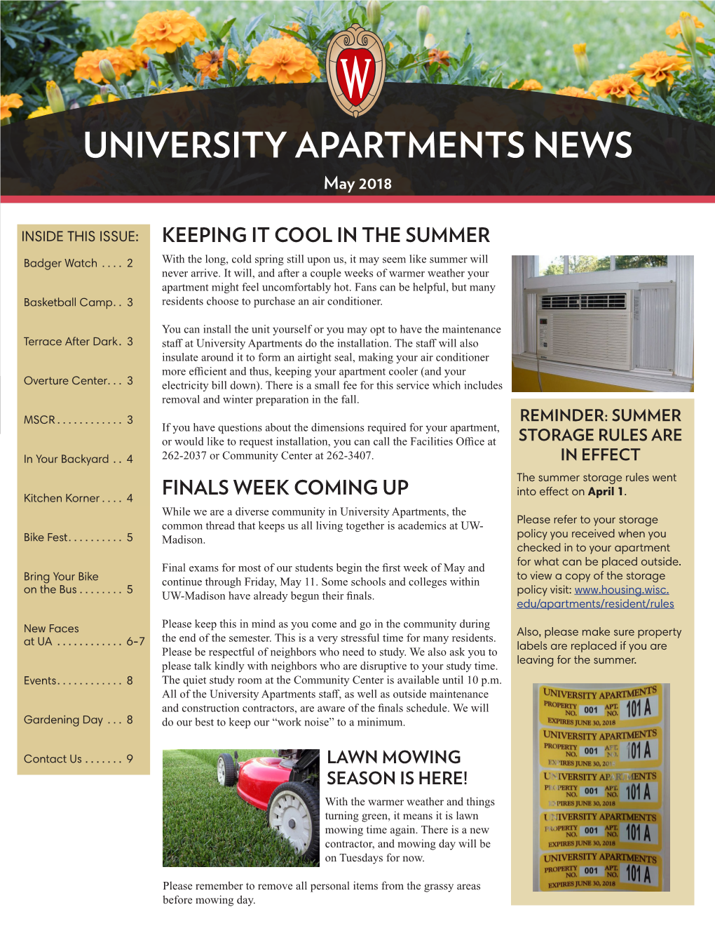 UNIVERSITY APARTMENTS NEWS May 2018