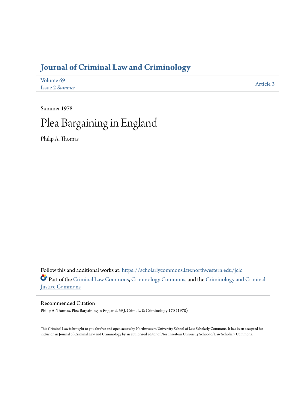 Plea Bargaining in England Philip A