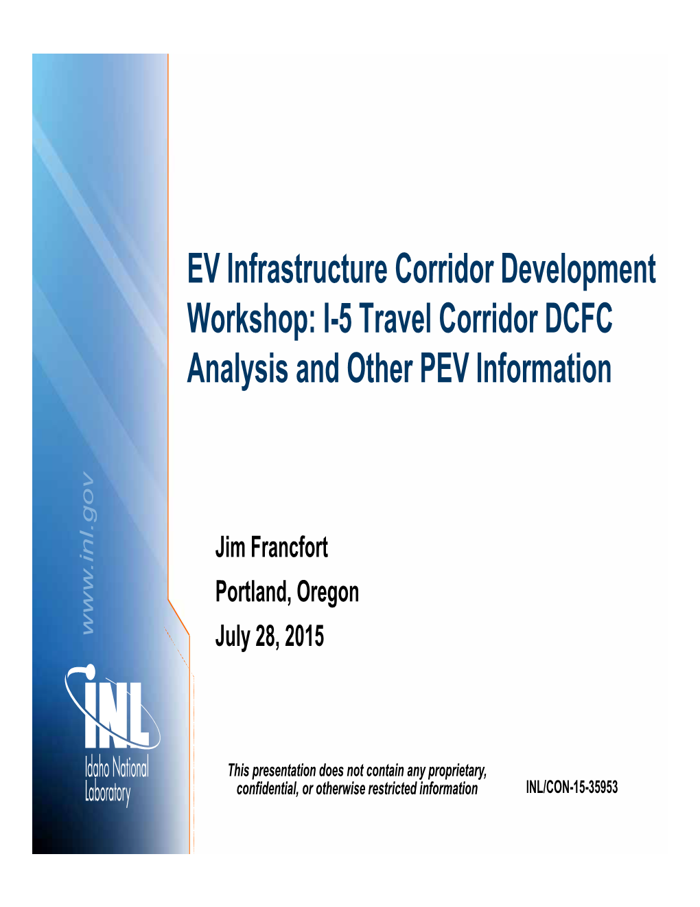 EV Infrastructure Corridor Development Workshop: I-5 Travel