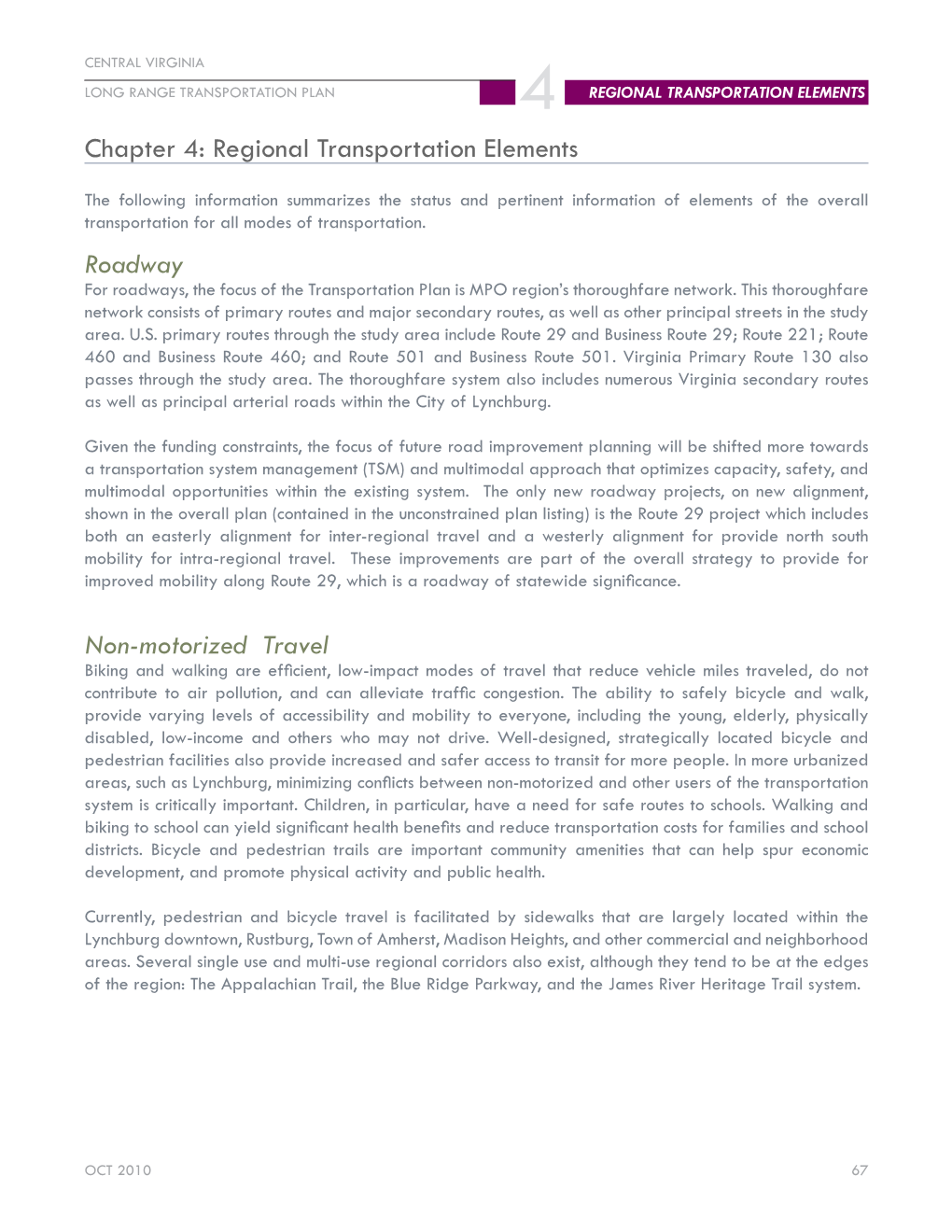 REGIONAL TRANSPORTATION ELEMENTS Chapter 4: Regional Transportation Elements